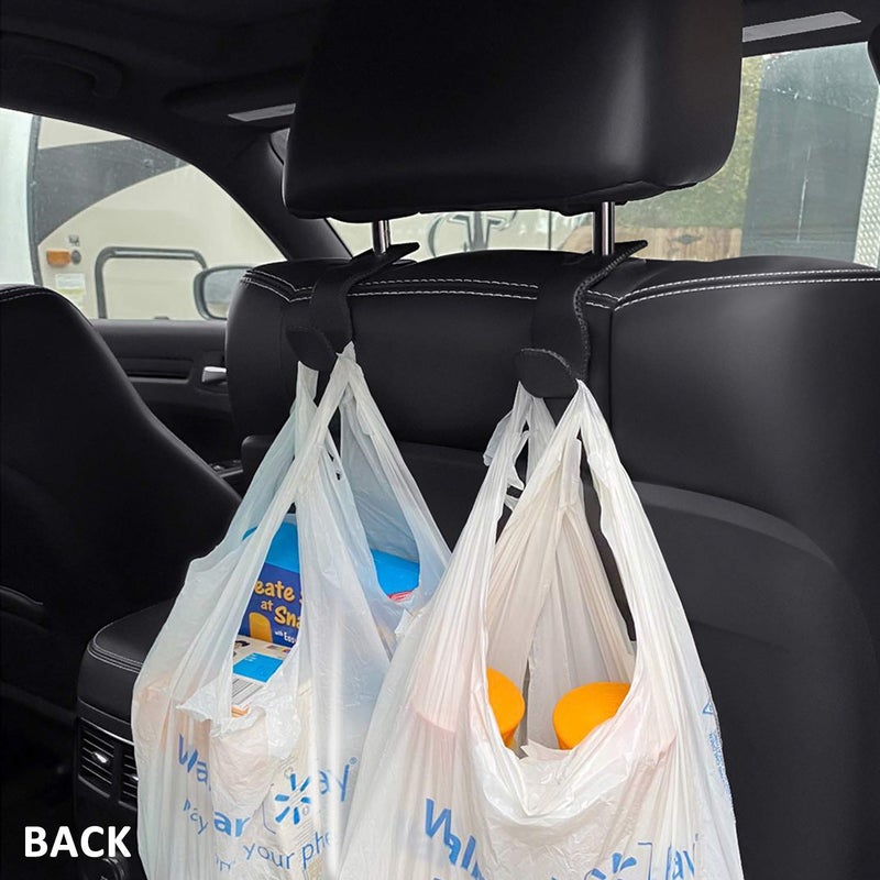 AMVOYOA Car Headrest Hook  Leather Vehicle Back Seat Hanger Storage for Purse Groceries Bag and More  Black&Red  Pack of 2 - Image 4